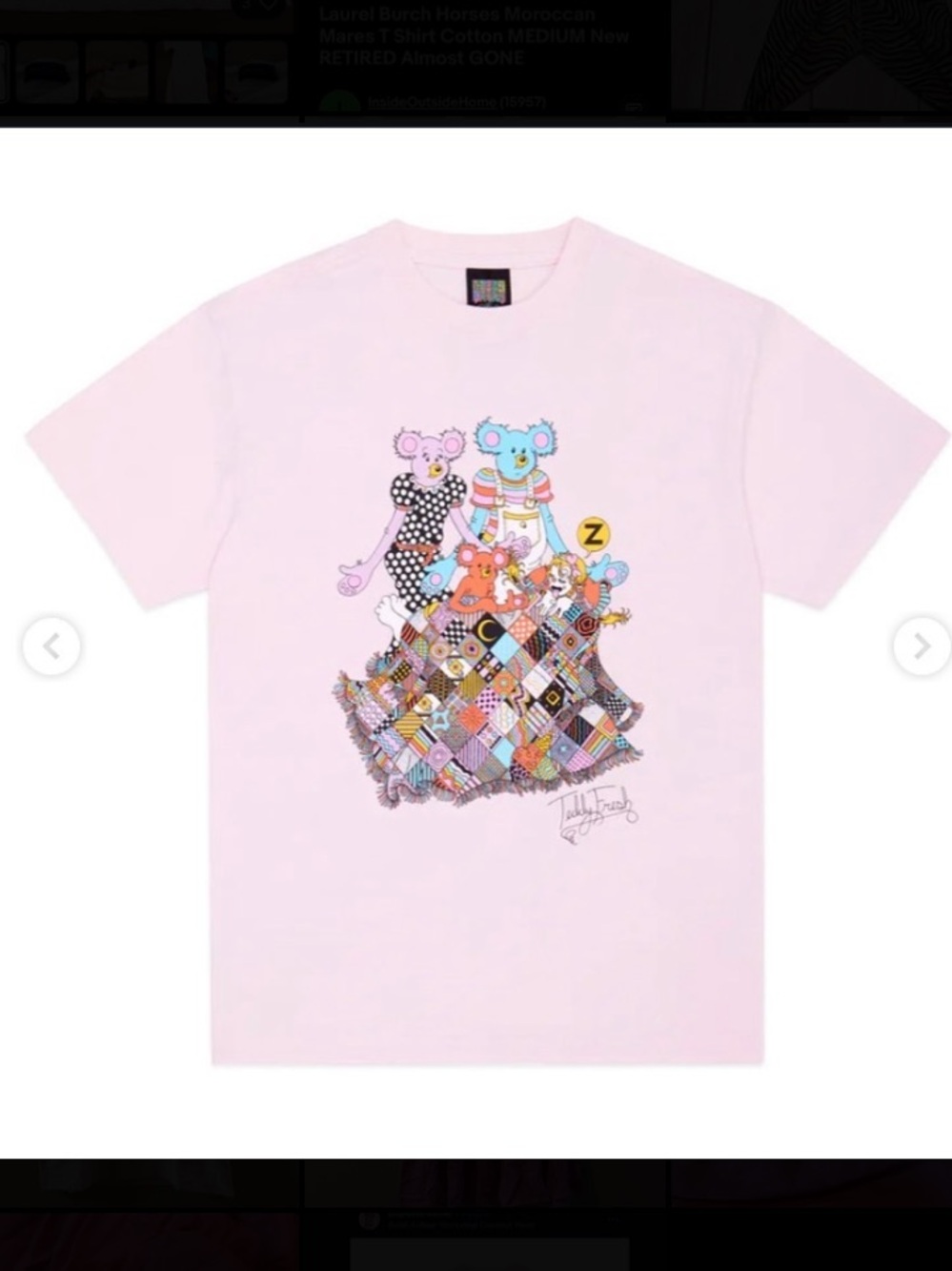 Teddy Fresh x Brian Blomerth Quilt Graphic T-Shirt in light pink.